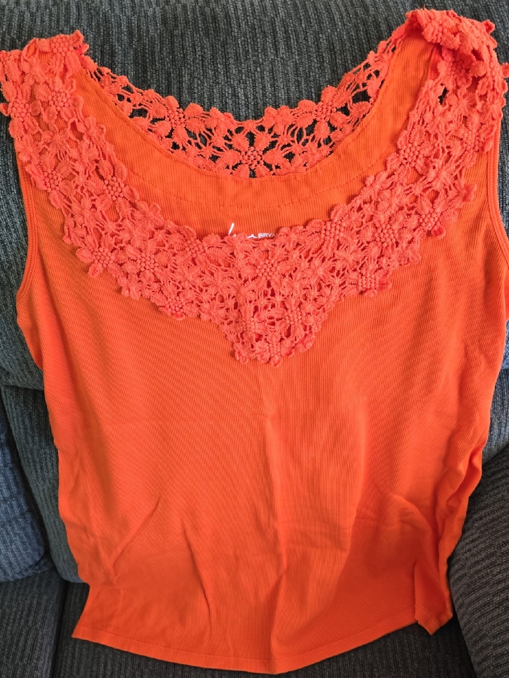 Lace Trim Sleeveless Tank Top - Orange